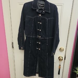 Denim, Long, Coat, Y2k, Stretch, 2000s, Stretch, Casual, Festival, Travel, Cute